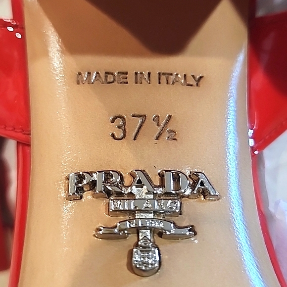 NIB Prada Red Patent Sandals EU 37 1/2 - Picture 5 of 13